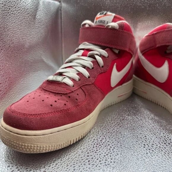 Size‎ 8 - Nike Air Force 1 '07 Mid Mens Fusion Red Sneakers Shoes 315123-604 - Picture 3 of 11